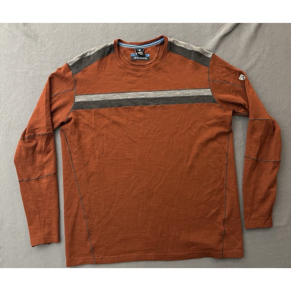 KUHL Downhill Racr Shirt Mens XXL Orange Merino Wool Base Layer Long Sleeve Top